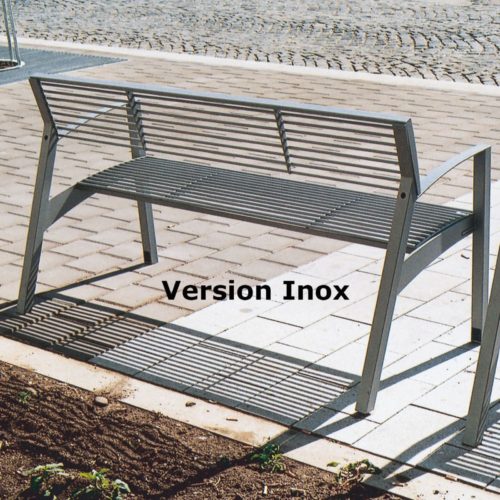 Banc public VERA LV256n en inox avec accoudoirs