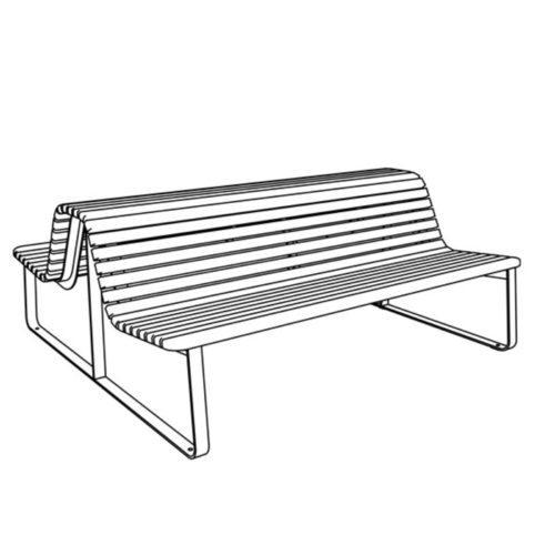 Banc public double VELA en bois tropical, 1800mm