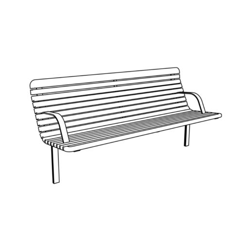 Banc public VELA en bois tropical, 1800mm, avec accoudoirs