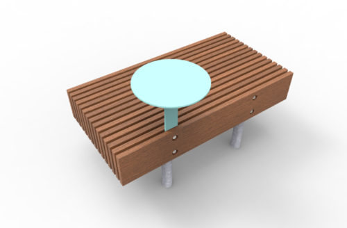 Tabouret WOODY en jatoba avec table intégrée