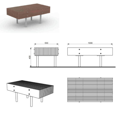 Tabouret WOODY en pin, 1000mm