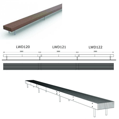 Banquette publique WOODY LWD120t en jatoba, modulable