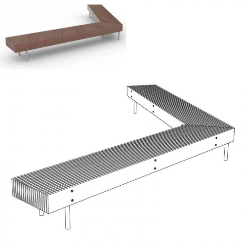 Banquette publique WOODY LWD200t en jatoba, modulable