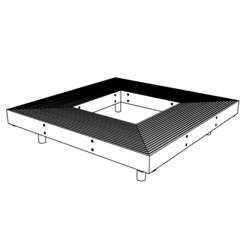 Banquette publique WOODY LWD402t en jatoba, carrée 2000x2000mm