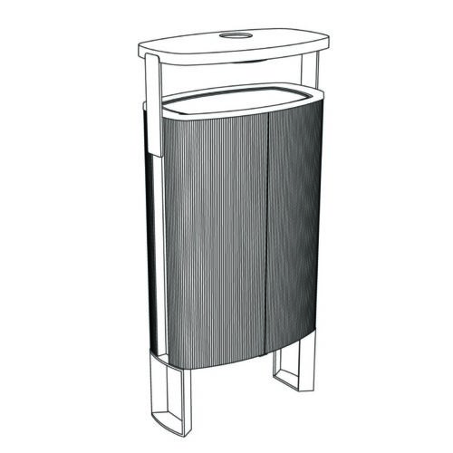 Corbeille MIU306 45L en aluminium avec cendrier