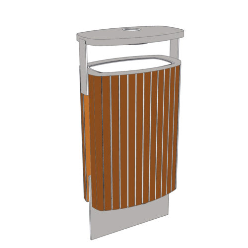 Corbeille MIU415tp 45L en jatoba avec cendrier