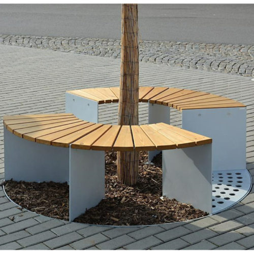 Grille d'arbre SEGMO avec 4 assises en chên