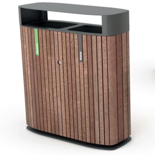 Corbeille de tri MULTIMINIUM MUM568r 2x75L en robinieravec protection