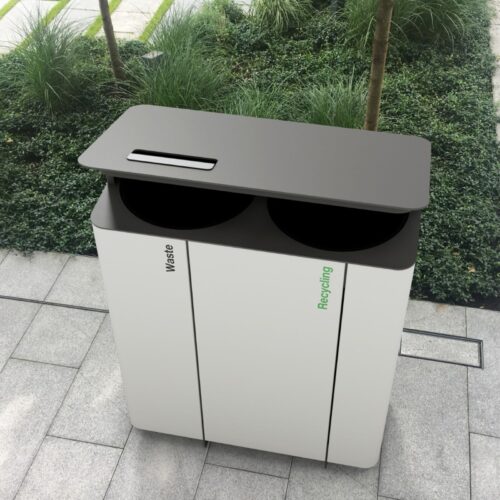 Corbeille de tri NANUK NEXT NXT375p 2x50L en acier avec cendrier