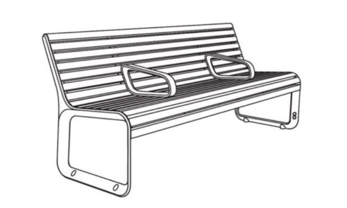 Banc public PORTIOQOA PQA156-03r en robinier avec accoudoirs centraux