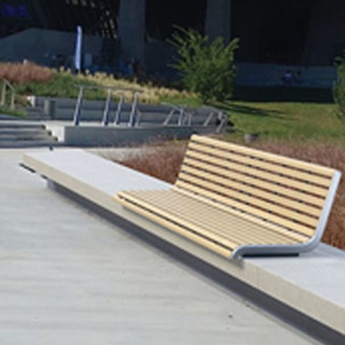 Banc avec dossier sur muret PORT PQX351t en bois de jatoba huilé