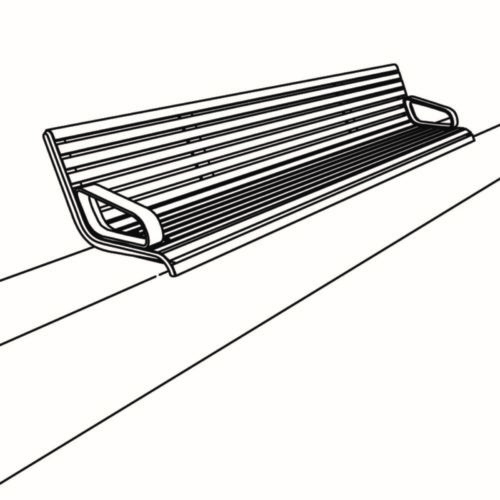 Banc public PORT sur muret en bois de robinier