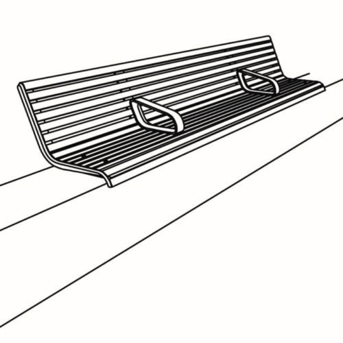 Banc public PORT sur muret en bois de robinier