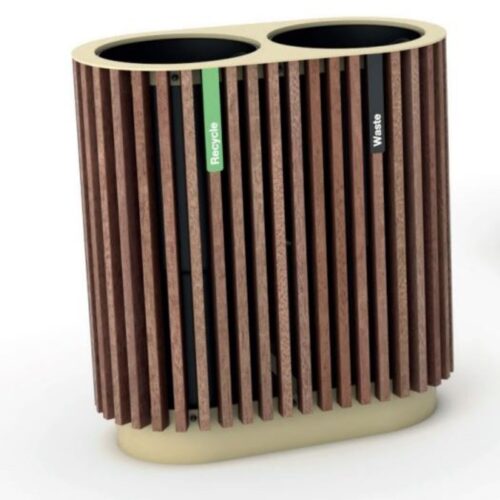Corbeille de tri QUINBIN QB110 2x50L en robinier
