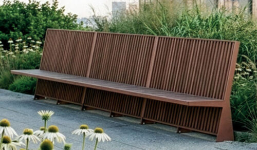 Banc SEDAN SDN101t avec dossier et assise en Jatoba - L 3600mm