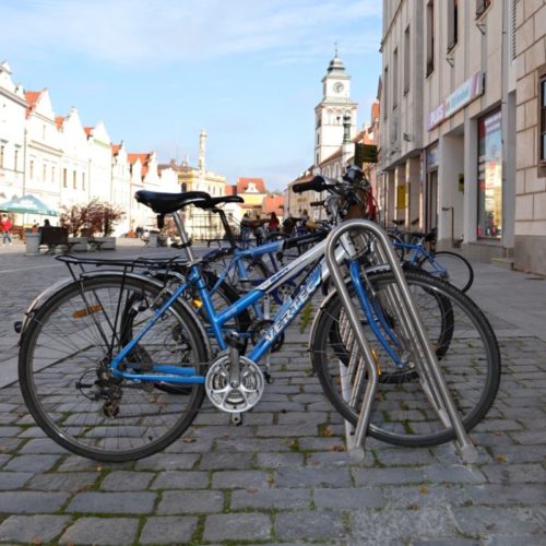 Appui vélos WELDI en inox, 4 places