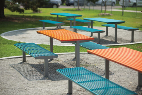 Table de pique nique TBL621 en acier sur pied central, 1800x740mm