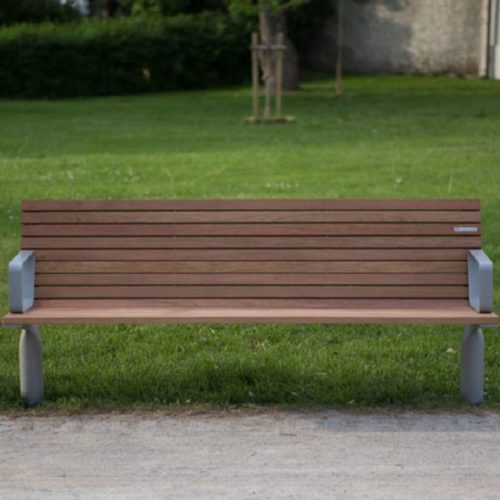 Banc public VLTAU VLA156t en jatoba, avec accoudoirs